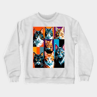 Pop Art Cat Portraits Crewneck Sweatshirt